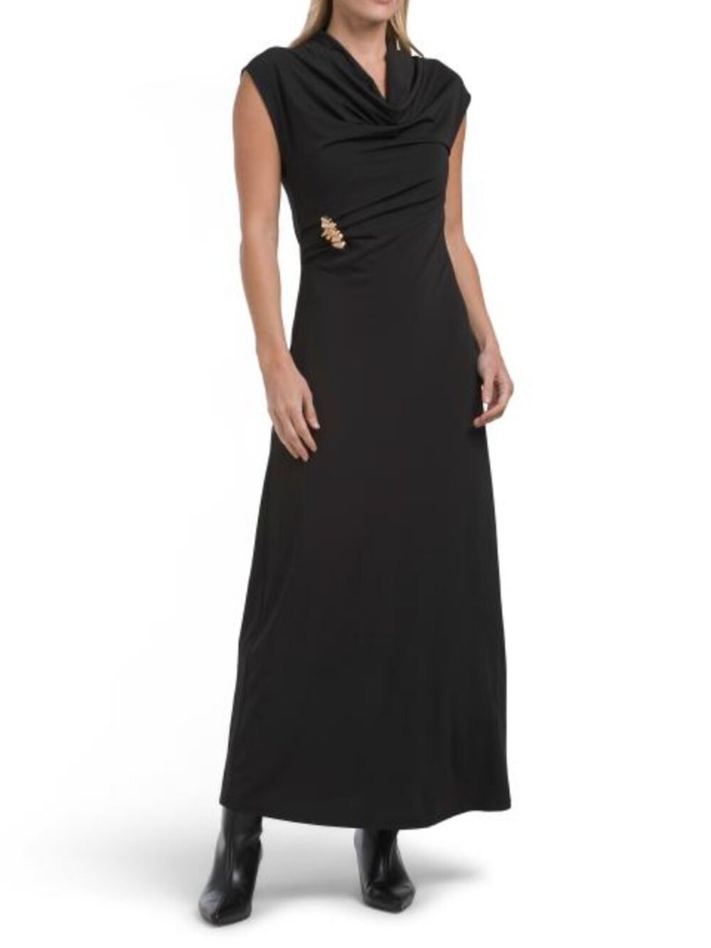 RACHEL ZOE Hardware Detail Drape Neck Knit Dress